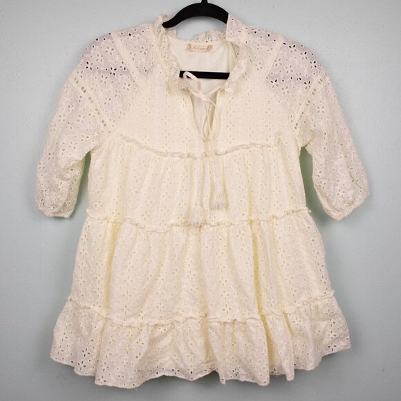 Altar'd State cream tiered eyelet top-S - Picture 1 of 4